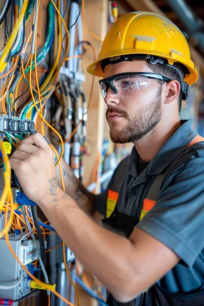 Électricien professionnel en intervention